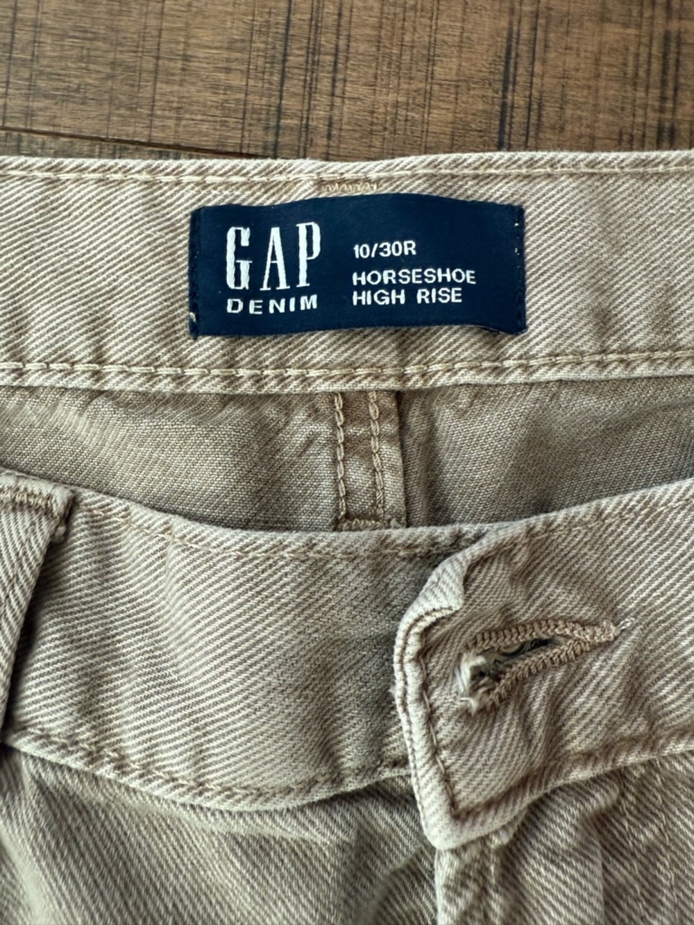 GAP denim horseshoe high rise soft  Wide Leg brown/tan jeans 10 - Picture 3 of 3